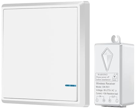 KEPEAK Light Switch, Wireless Switch for Remote Control with IP66 Waterproof 600 Metre Remote Control V0 Fire Protection Adjustable to -40 ~ +70 ℃, for Living Room, Bedroom, Kitchen, Office etc