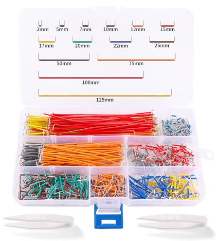 VooGenzek 560 PCS U-Shape Jumper Wires, 14 Lengths Assorted Jumper Wire, Solderless Flexible Breadboard Jumper Cable, Breadboard Jumper Wire Cable, with 2 PCS Tweezer, for Prototyping Breadboard