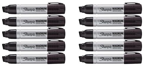 Sharpie Pro Magnum Permanent Markers | Chisel Tip | Black Ink | 10 Count loose pack