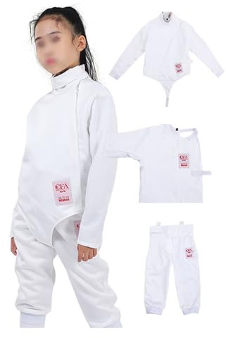 WRYSQBHJYB Fechtanzug 450N, 3-teiliges Fechtuniform-Set – Fechtausrüstung, Fechtjacke für Florettdegensäbel (Rechtshänder)(40#)