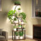 EYEPICK Plant Stand with Grow Lights, 8 Tiered Indoor Plant Shelf, 157CM Tall Plant Stand for Plants Multiple Metal Flower Stand for Home, Patio, Corner, Gardening