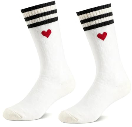 Dazhshun Calcetines de tenis para mujer 36-42,blancos con corazón Calcetines deportivos Calcetines divertidos para mujer 39-42 para novia,pareja,cumpleaños,San Valentín,Navidad