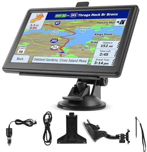 Riloer GPS-Navigationsset Universal für Auto, LKW, Wohnwagen, LKW, Wohnwagen Display mit Halterung und FM-Transmitter, Sie können die Sprache ändern, Deutsch7 Zoll,navigationsgeräte für Auto(17,8 cm)