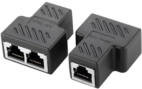 2 st RJ45-splitter-kontakter, 1 till 2 Ethernet-uttag, dubbelt RJ45-uttag, Ethernet LAN-förlängningskabel med dubbla portar, koppling för Cat5 Cat5e Cat6 Cat7/8-kabel