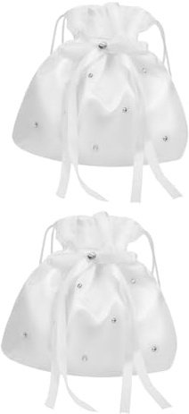HONITANO 2 pezzi Borsa da Sposa Elegante in Clutch da con Coulisse Capiente e Versatile per Accessori Matrimonio e Damigelle