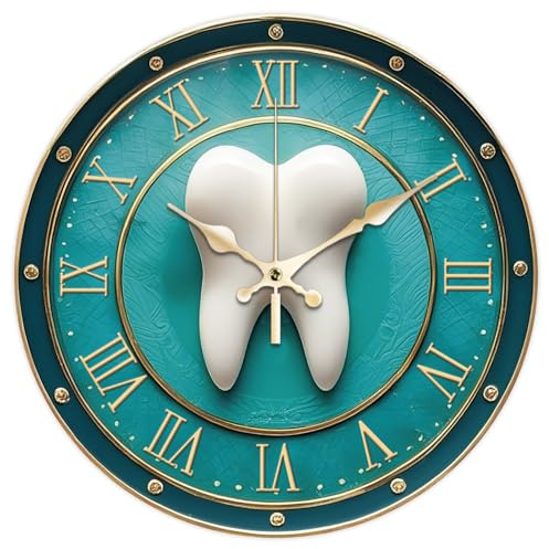 CHGCRAFT 3D Relief Teeth style Pattern Wall Clock 12 Inch Non-Ticking Clocks Round Wall Hanging Clock Battery Operated for Bedroom Living Room Kitchen Office