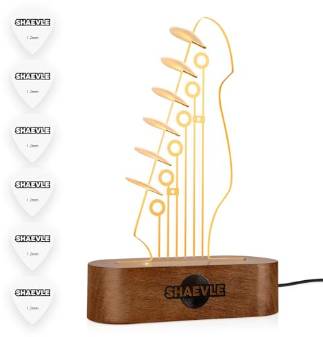 Shaevle Light Up Guitar Pick Holder - Supporto per plettri luminosi con 6 plettri, supporto per display a LED a forma di testa – Regalo musicale per gli amanti della chitarra