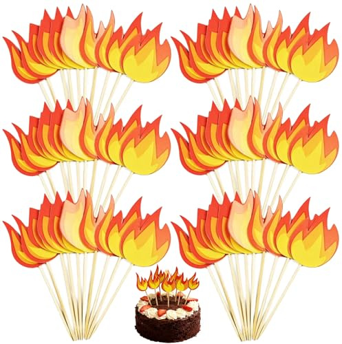 LZPLJLWS Decorazioni per Cupcake Vigili del Fuoco - Set da 60 Pezzi, Adatti per Torte e Dolci, Decorazioni Fiamme e Compleanni, Perfetti per Festa e Eventi, Colori Vivaci, Accessori Compleanno