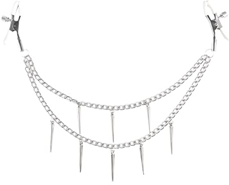 Set di Morsetti Regolabili per Capezzoli con Catena e Spikes – Accessorio BDSM per Donne e Coppie, Morsetti da Seno Versatili per Giochi Intimi e Roll-Play Erotico