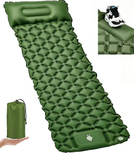huiziyi Camping Mat, Durable Compact Ultralight Sleeping Mat, Waterproof Camping Air Mattress for Adults Kids, Sleeping Pad with Pillow for Camping, Backpacking, Hiking, Traveling, Tent Trap