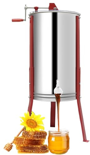 Honey Extractor, Manual Honey Extractor,Stainless Steel Manual Beekeeping Extraction with Transparent Lid, for Beekeeping Starter, Small-Scalez Apiary