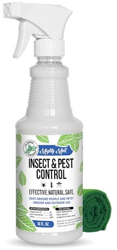 Mighty Mint Spray repelente de insectos con aceite de menta, control natural de insectos para interiores y exteriores, para arañas, hormigas, cucarachas y más, fórmula a base de plantas, extrafuerte
