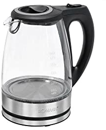 Elektrischer Wasserkocher - Elektrischer Wasserkocher - Stahlkessel - Bomann WKS6032CB-NOIR Wasserkocher 1,5 Liter Edelstahl/Schwarz - 2200 Watt - automatisches Abschaltsystem