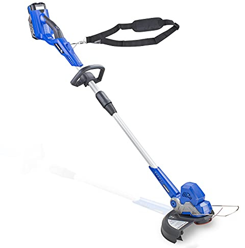 Hyundai Powerful 40v Lithium-ion Battery Grass Trimmer With Battery & Charger, 3 Year Warranty, Blue