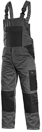 CANIS CXS Phoenix Cronos Arbeitslatzhose Professionelle Latzhose Herren Schutz für Monteur Gärtner Damen Hose für Mechaniker mit Klettverschlusstaschen Cargotaschen; grau mit schwarz (56)