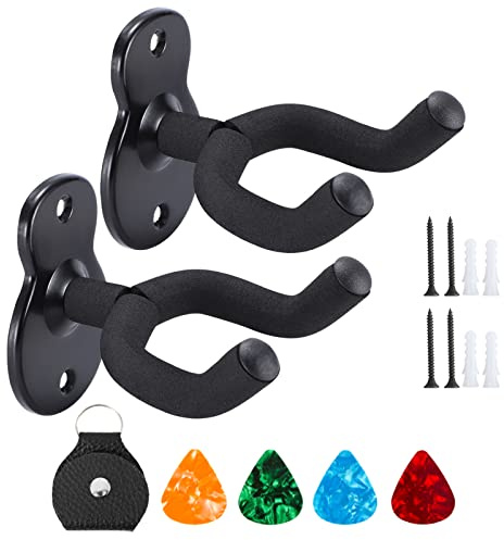 Donux Guitar Wall Mount,Ukulele Hanger Hook Holder Stand Guitar Hangers Hooks for Acoustic Electric Bass Guitars and Ukulele (2 Set)
