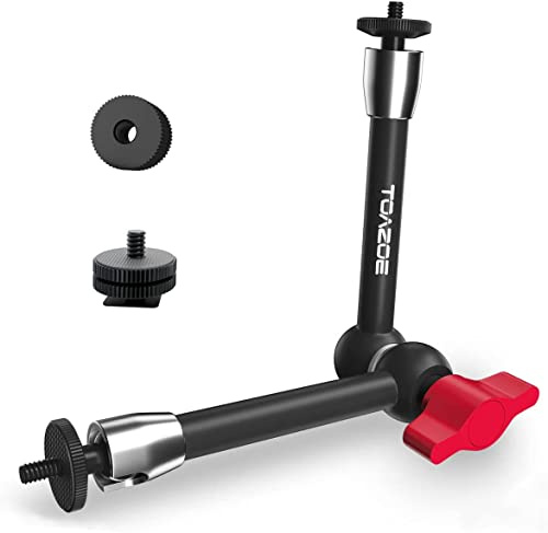 Adjustable Magic Arm, TOAZOE 11 Inch/28 cm Articulating Friction Arm Camera Mount with Both 1/4 Thread Screw Compatible with Camera, LCD Monitor, Fill Light,Flash LED Light