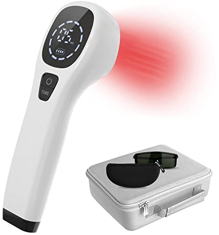 iKeener Rotlicht Therapie Gerät,FDA Zugelassene Schmerzlinderungs-Handgerät,Kalte laser Therapiegerät für Human/Tierarzt (Weiß, Laser-4 * 808)