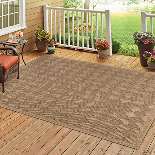 HomebyHome Outdoor Teppich Wetterfest 80 x 150 cm Läufer Natur Sisal und Jute Optik - Balkon Teppich Wasserfest Vintage Design - Waschbarer Teppich Küchenläufer, Garten, Terrasse und Camping