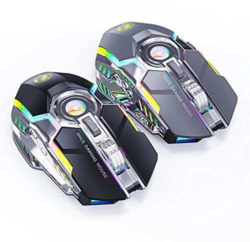 RajoNN Mouse Mouse Wireless, Mouse da Gioco Silenzioso USB 2.4G, Mouse Ottico Senza Fili per Computer, 7 Pulsanti, 1600 DPI 3 Livelli di Regolazione, per PC Laptop Windows