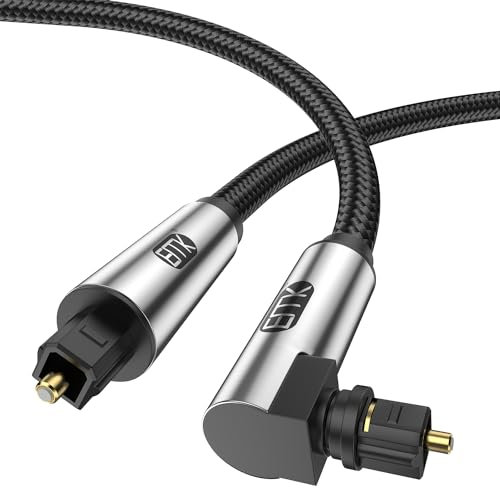 EMK Câble Optique Audio 90 Degrés Câble Toslink Câble pour Home Cinéma,Télévision,Barre de Son,Console de Jeu,Lecteurs Blu-ray,Enceinte,Projecteur,Amplificateur (5Mètres)