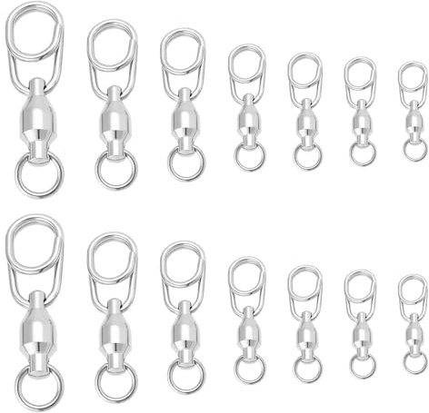 Create idea 35 Stück Angelwirbel mit Kugellagern 20–39mm Zugkraft 30–156Lb Wirbel Geeignet für Verschiedene Angelarten (je 5 für 0/1/2/3/4/5/6)