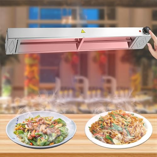 Aocay Lampe Chauffante Cuisine Professionnelle, Lampe Chauffe Plat Buffet Suspendue, Acier Inoxydable Lampe Chauffante Alimentaire Température Réglable pour Hôtels, Buffets, Cuisines(1 Pièce,60cm)
