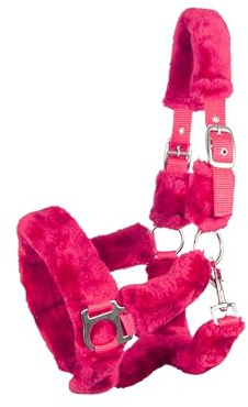 Brama West Cabestro de caballo ártico con suave piel sintética de peluche (fucsia, mazorca)