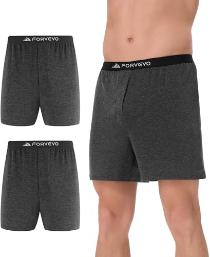 FORVEVO Merino Wool Underwear Mens, Breathable Boxer Briefs, Comfortable Soft Loose Moisture Wicking Stink Free Tagless Boxers with Elastic Waistband 2 Pack (DarkGrey, XL)