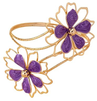 Faruodis Bracciali per la parte superiore del braccio, stile vintage, egiziano, con fiore cavo, bracciale, bracciale, catena per il corpo, gioielli per le donne, Misura unica, Metallo, Nessuna pietra