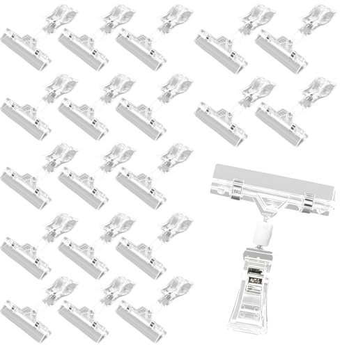 Storystore Plastic Clips Holder Display 20Pcs Clear Rotatable Label Holder