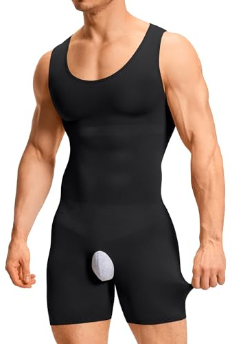 TAILONG Mens Shapewear Tummy Control Bodysuit Sleeveless Compression Shirts Slimming Body Shaper Fajas Para Hombres Black