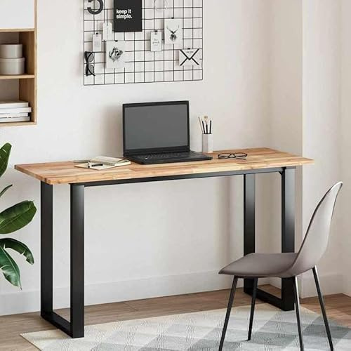Elegant skrivbordsskiva i massivt akaciaträ (obehandlad) 120 x 50 x 2 cm – naturlig bänkskiva för stora kontorskontor – robust och hållbar skrivbordsskiva för ett modernt kontor