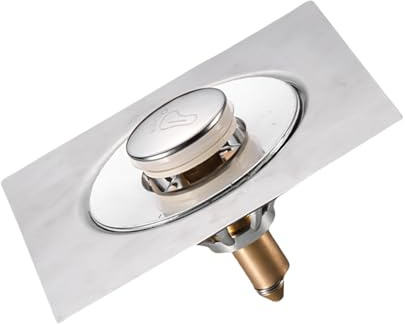 Colador de drenaje de suelo de pie, tipo rebote, recogedor de pelo cuadrado para baño, fácil de usar, accesorio de tapón de empuje hacia abajo