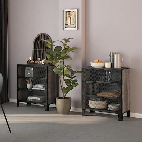Armoire de ménage Armoire de rangement 2 pièces Gris 72 x 36 x 82 cm Métal et MDF Armoire de rangement pour documents, fichiers et accessoires de bureau, Installation rapide