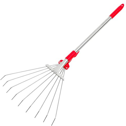 Abaodam Rastrillo Pequeño de Jardín de Acero Inoxidable Retráctil, Herramienta Ligera para Césped Artificial y Limpieza de Hojas, Adecuado para Jardinería Doméstica y Exteriores