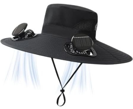 Ziennhu Cappello da Sole per Esterni con ventilatori - Cappello a cubo UPF 50 con Ventilatore Integrato - Protezione UV per Viaggi, Agricoltura e Escursionismo