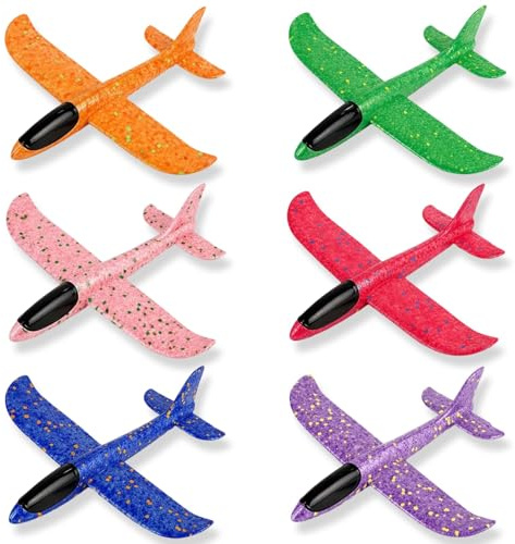 TUBAWD 6PCS Foam Plane Set, Foam Glide for Outdoor Play, Gliders Lightweight 24cm, Glider Planes for Backyard and Park Activities