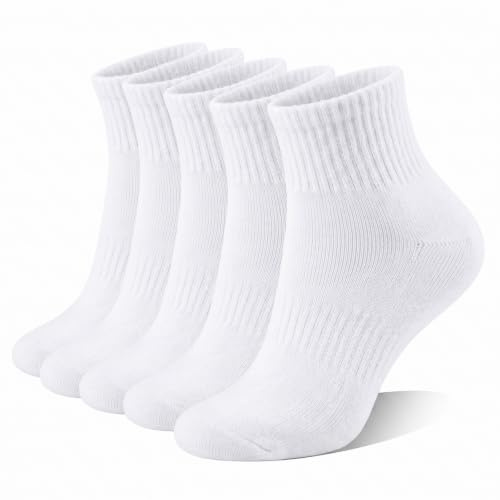 VoJoPi Men’s Sports Ankle Socks 5 Pairs – Cushioned Quarter Running Socks | Breathable Cotton Athletic Socks with Arch Support, for Running Trainer Gym Walking Hiking Tennis and Everyday Wear