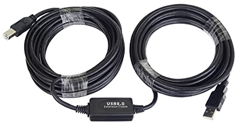 PremiumCord Aktives USB Verlängerungskabel mit Repeater 10m, USB A Stecker auf B Stecker, USB 2.0 High Speed Kabel, 2x Geschirmt, AWG20/28, Farbe schwarz, Länge 10m