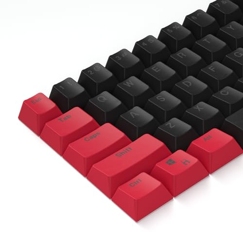 61 Hintergrundbeleuchtete rote Schwarze Keycaps Set PBT Tastenkappen OEM Profil für 60% Cherry Mx Switches Mechanische Gaming Tastatur (Only Keycaps)