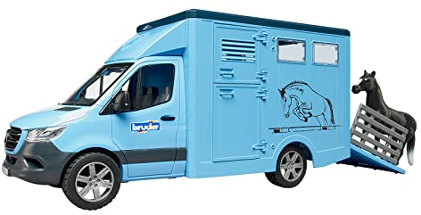 bruder 02674 - Mercedes Benz Sprinter Tiertransporter mit 1 Pferd - 1:16 Fahrzeuge, Bauernhof, Landwirtschaft, Pferdehof, Reitzubehör, Pferdestall, Pferdeanhänger, bworld, Spielzeug