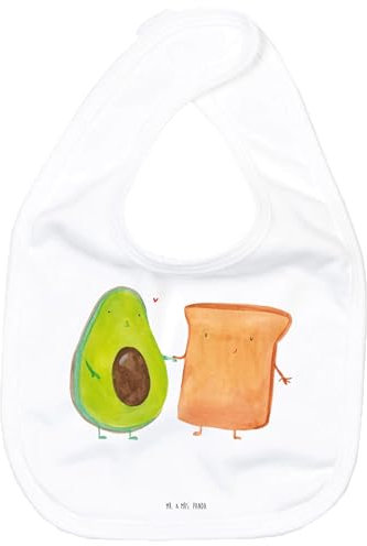 Mr. & Mrs. Panda Organic Babylätzchen Avocado Toast - Geschenk, Geschenk zur Geburt, Toastbrot, Verlobt, Gesund, Liebespaar, Klettlätzchen, Veggie,