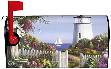 ASEELO Couverture de boîte aux lettres magnétique en forme de phare avec peinture diamantée pour boîte aux lettres de jardin, tendance et belle, durable.