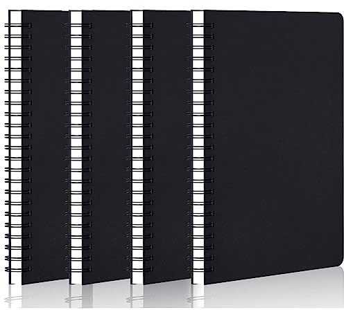 PALUDO 4 STK Notizbuch Liniert A5 Spirale Notizblock, Kraft Cover Notizhefte Leerseite 120 Seiten/60 Blatt Skizzenblock, A5 Notizblöcke Tagebuch Schreibblock Zeichenblock für Reisen Schule Büro