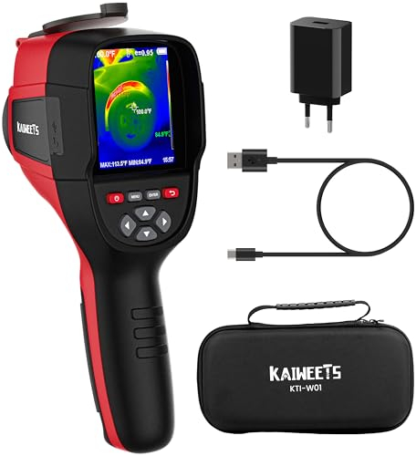 Caméra Thermique, KAIWEETS 256 x 192 Pixels, Taux de Rafraîchissement de 25 Hz, Disponible en Modes Fusion Infrarouge/Lumière Visible/Lumière Double, Imageur Thermique de -20℃ à + 550℃ avec Analyse PC