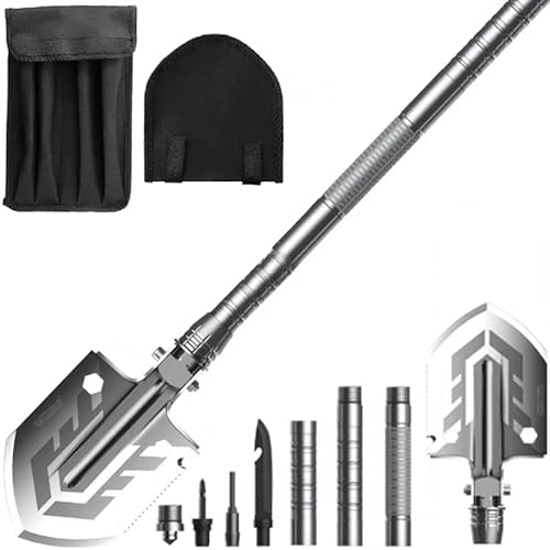 TRIZAND Klappspaten Survival Schaufel Klappbar Militärschaufel 16 in1 Multifunktional 22640