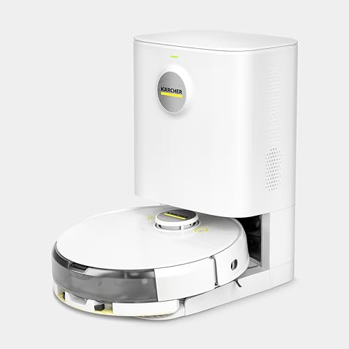 Kärcher Saugroboter RCV 5 mit Wischfunktion, App-Steuerung, LiDAR-Laser-Navigation, Dual-Laser und KI, Kartierung, Raumerkennung, 5000 Pa, 120 min Laufzeit inklusive Kärcher Absaugstation RCV 5