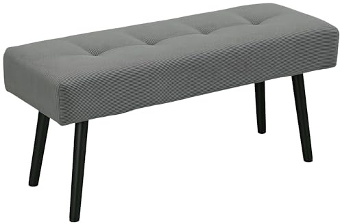 HOMCOM Panca da Camera da Letto, Panca Imbottita in Tessuto Effetto Velluto e Acciaio con Design Trapuntato, Panchetta Fondo Letto Portata 300 kg, per Ingresso e Soggiorno, 100x36x45cm, Grigio