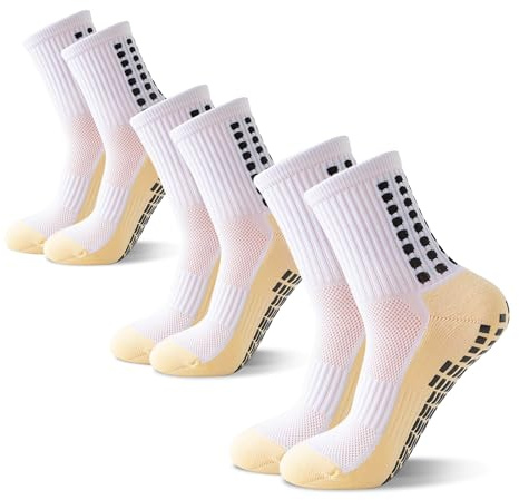 Okdance Chaussettes de football antidérapantes pour enfants, garçons, chaussettes de sport antidérapantes pour basket-ball, baseball, football, blanc, 9-12 ans